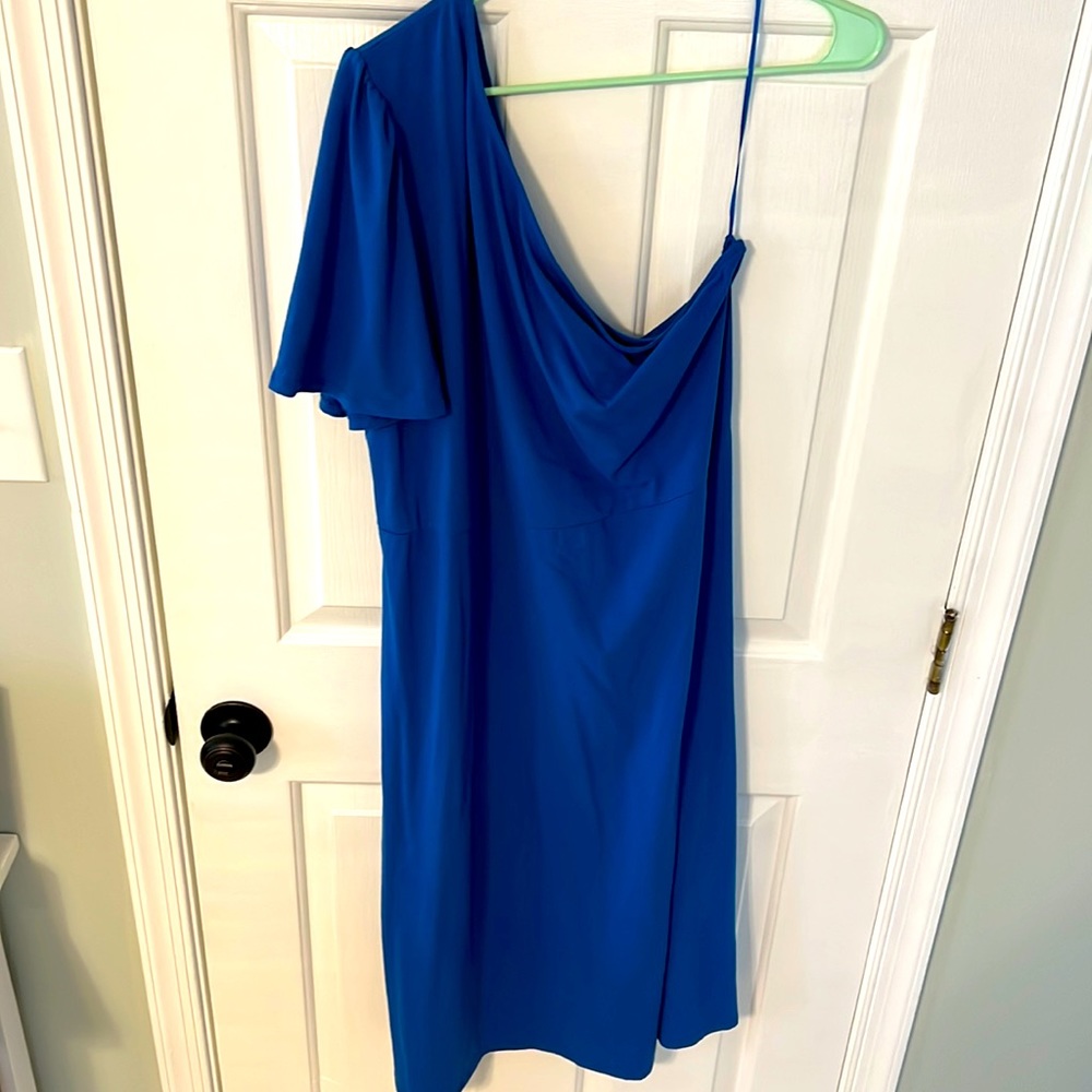 WhoWhatWear (XXL) cobalt blue one shoulder dress